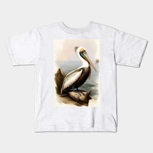 Vintage Pelican Painting Kids T-Shirt